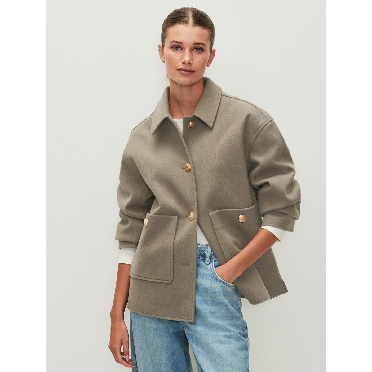Veste brossée avec col naturel, NEXT