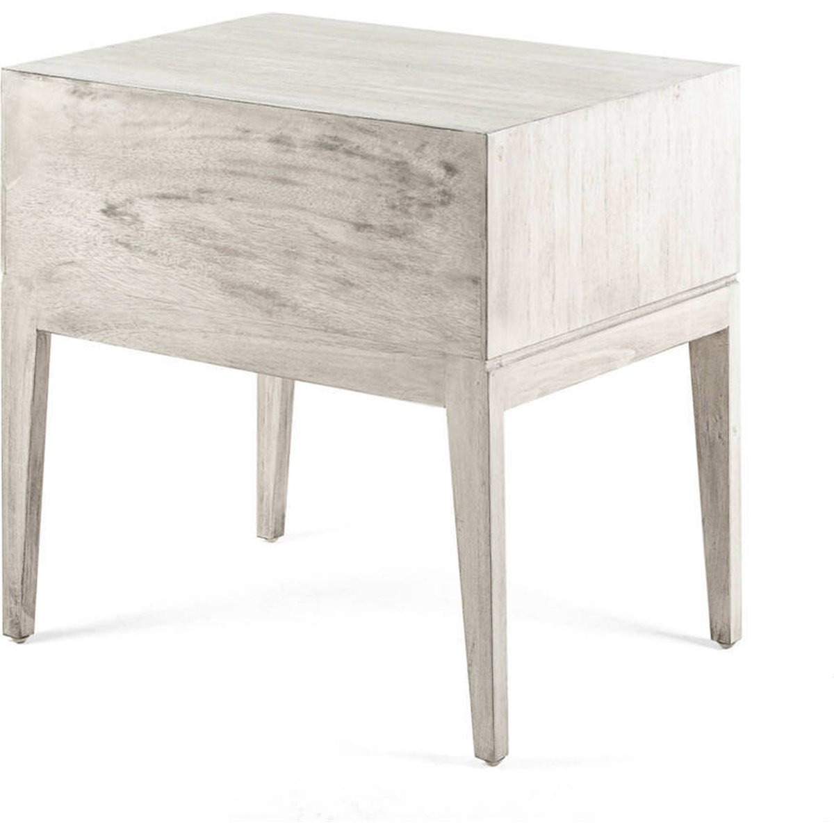 Table de chevet en cèdre massif et métal gris voilé et doré, RECOLLECTION