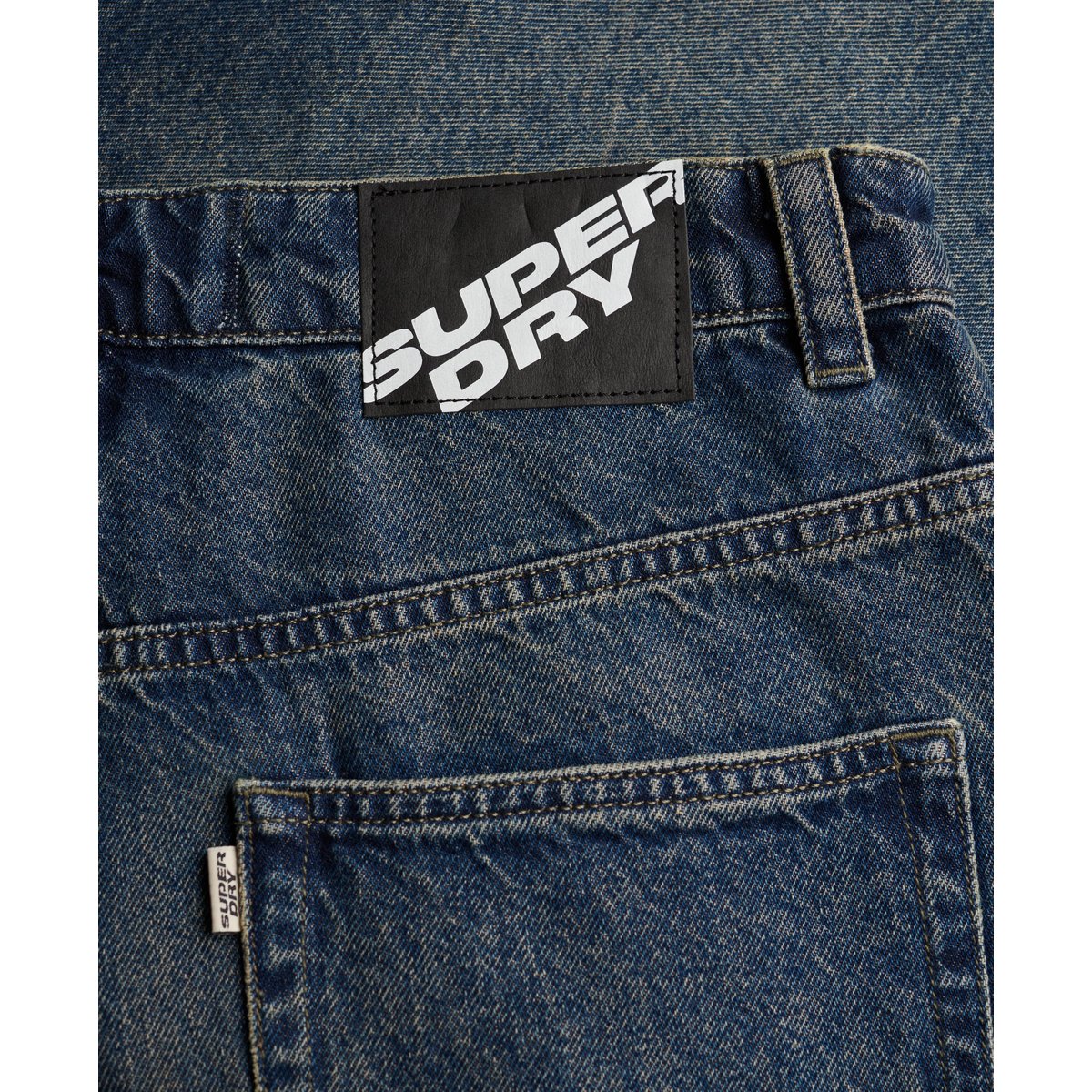 Short en jean délavé oversize indigo vintage vipère, SUPERDRY