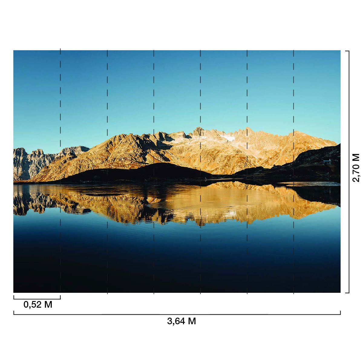 Papier peint panoramique lac de haute montagne intissé, HEXOA