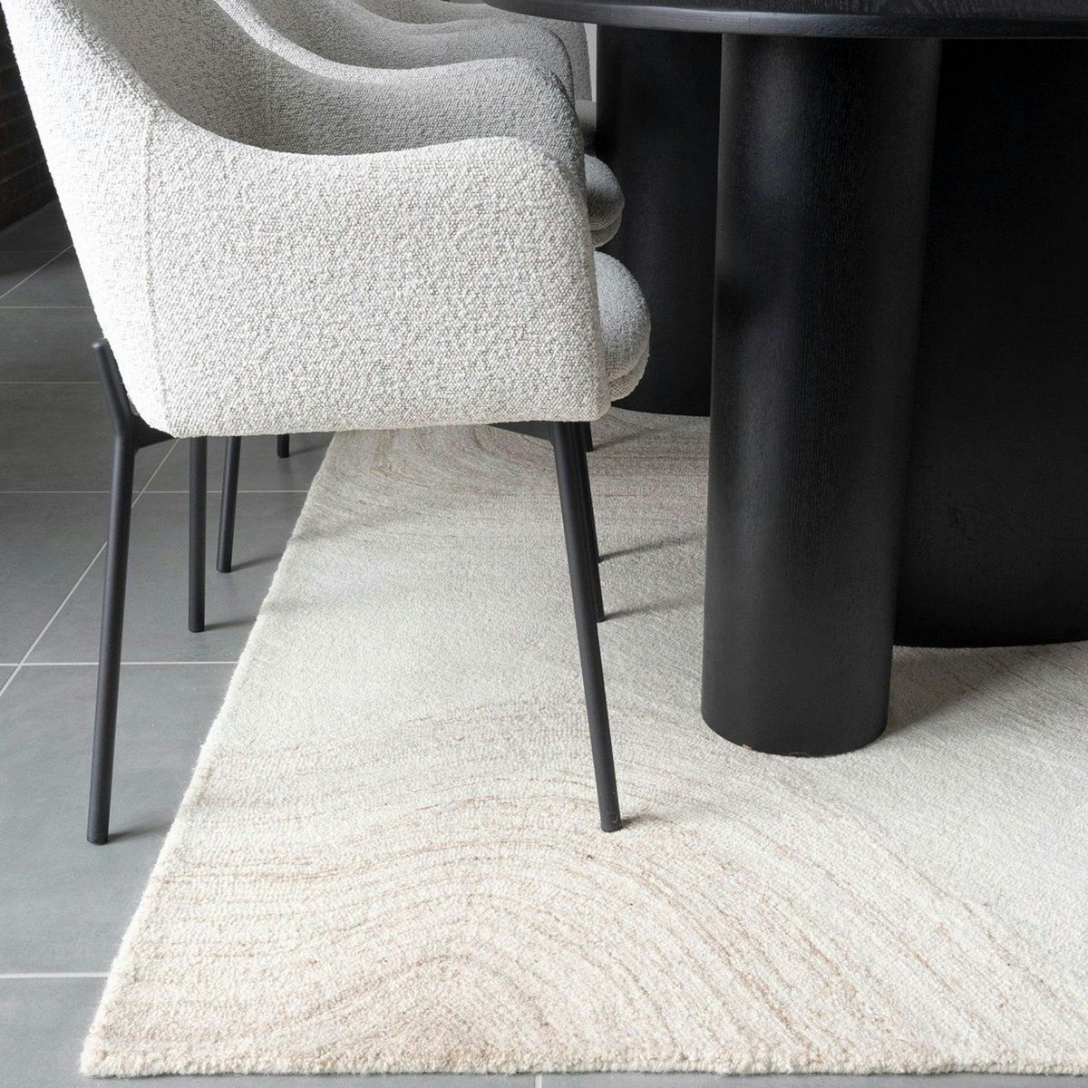 Tapis moderne tufté main motif vague FEZ crème, PIER IMPORT