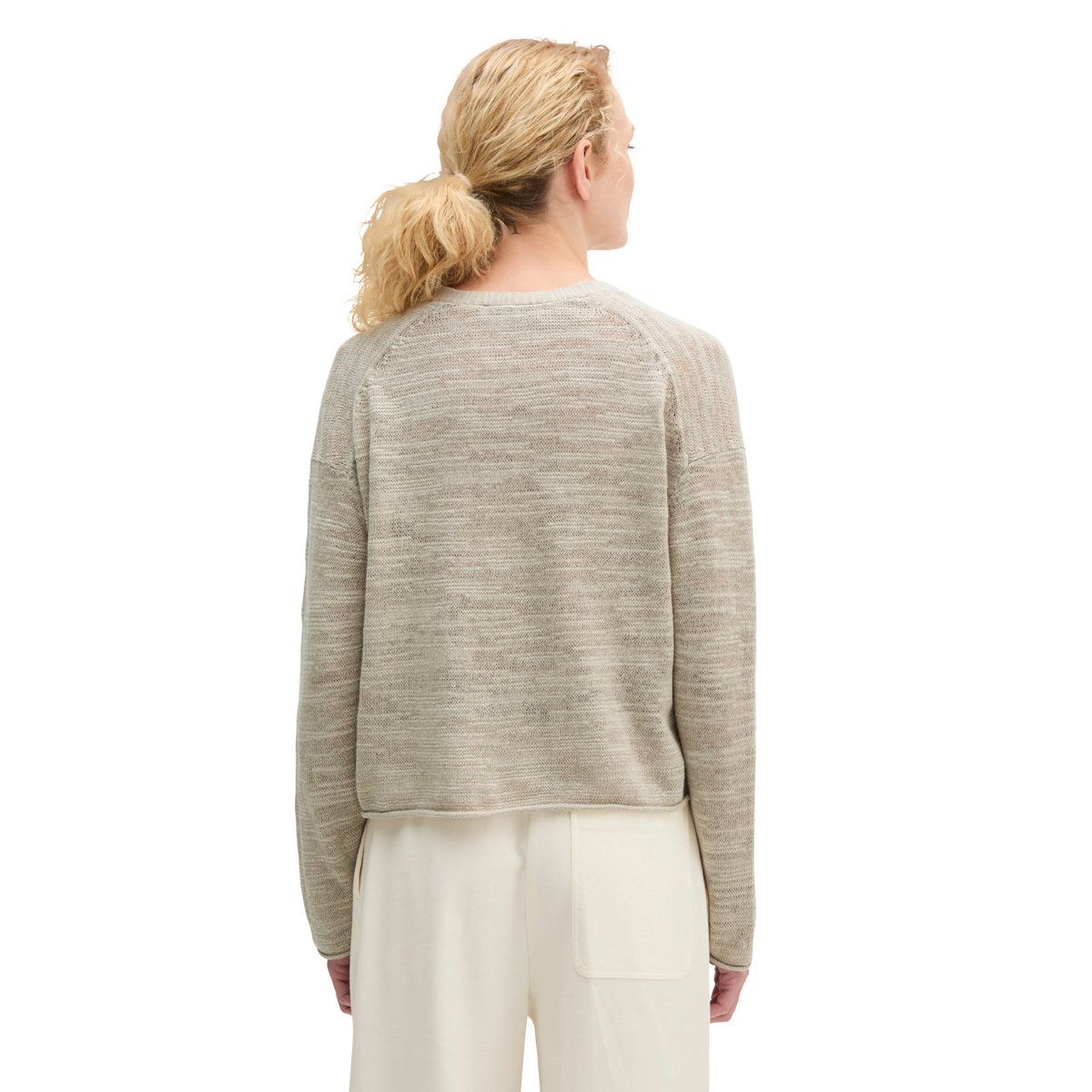 Slub-Cardigan loose en mélange de lin et de coton beige, MARC O'POLO