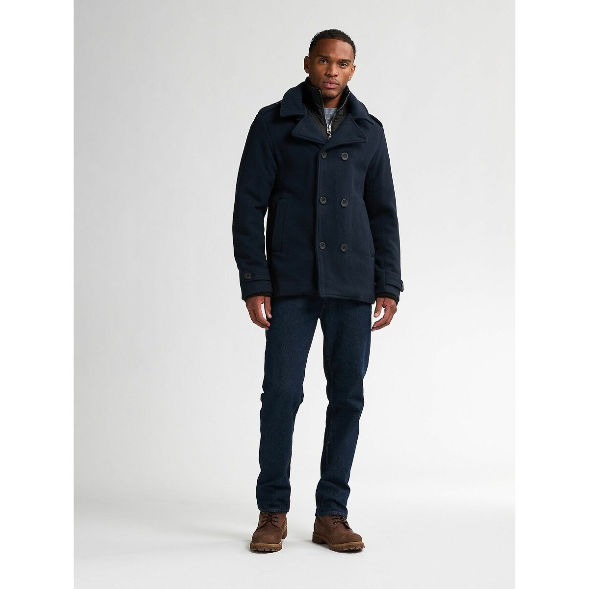 Pea coat with trim navy blue, PETROL INDUSTRIES