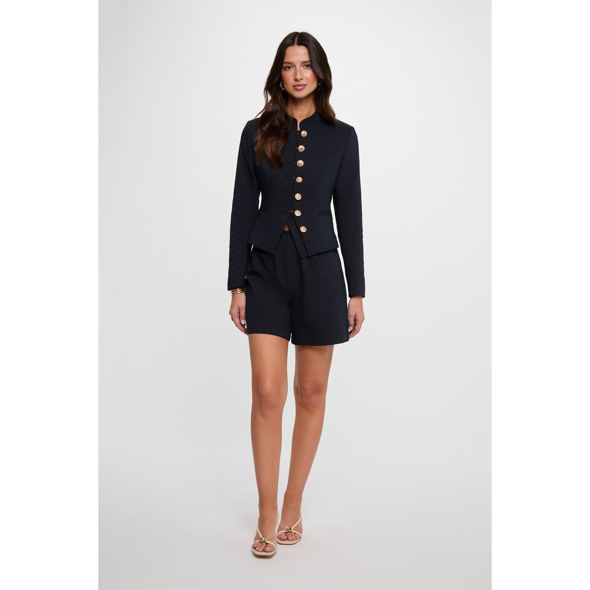 Short taille haute large bleu marine, MORGAN