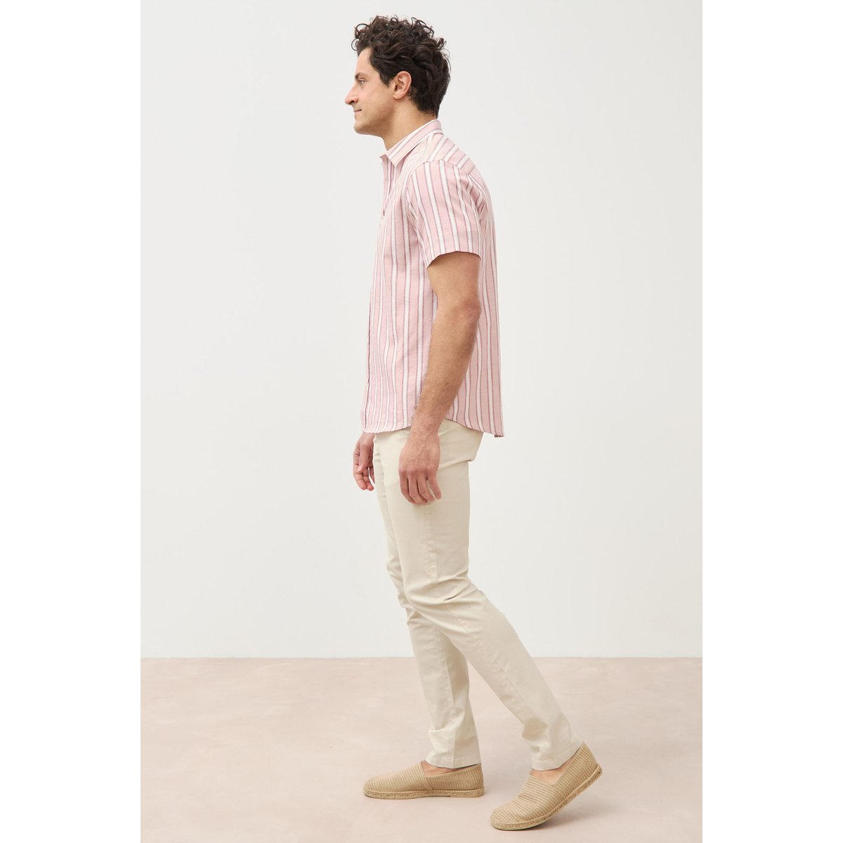 Chemise manches courtes rose pastel, BONOBO