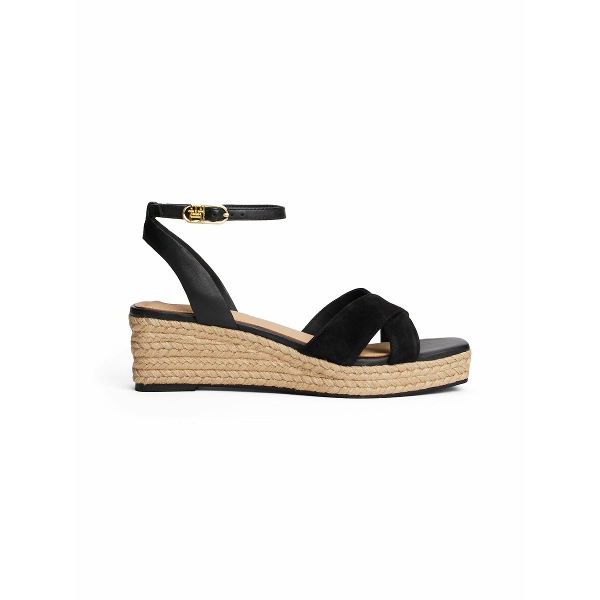 Leather Wedge Sandals black, TOMMY HILFIGER