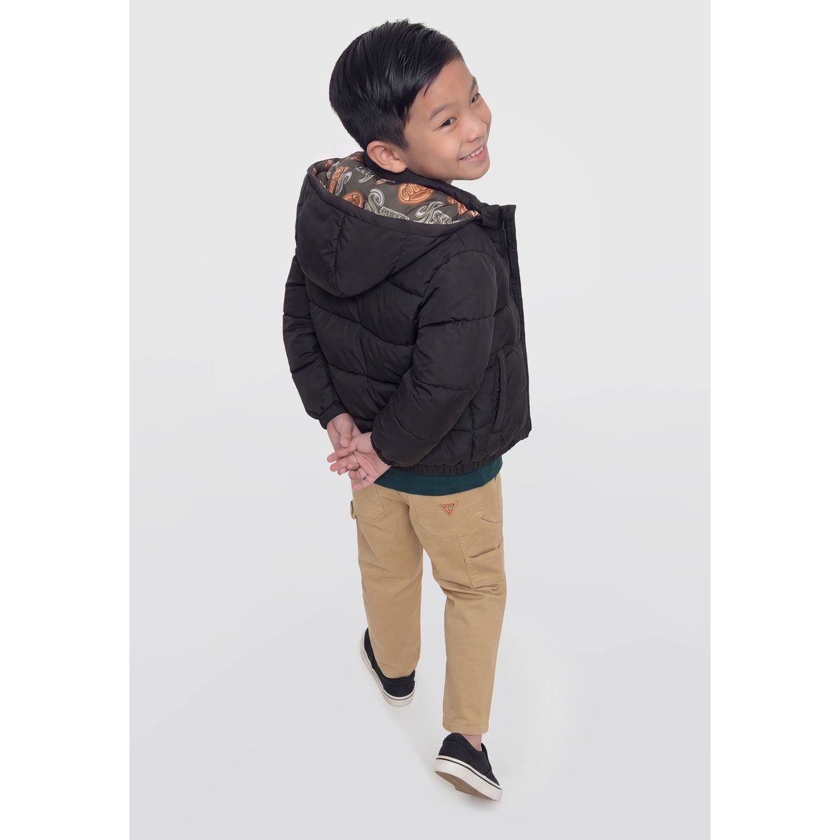 Veste Matelassée À Capuche noir, GUESS KIDS