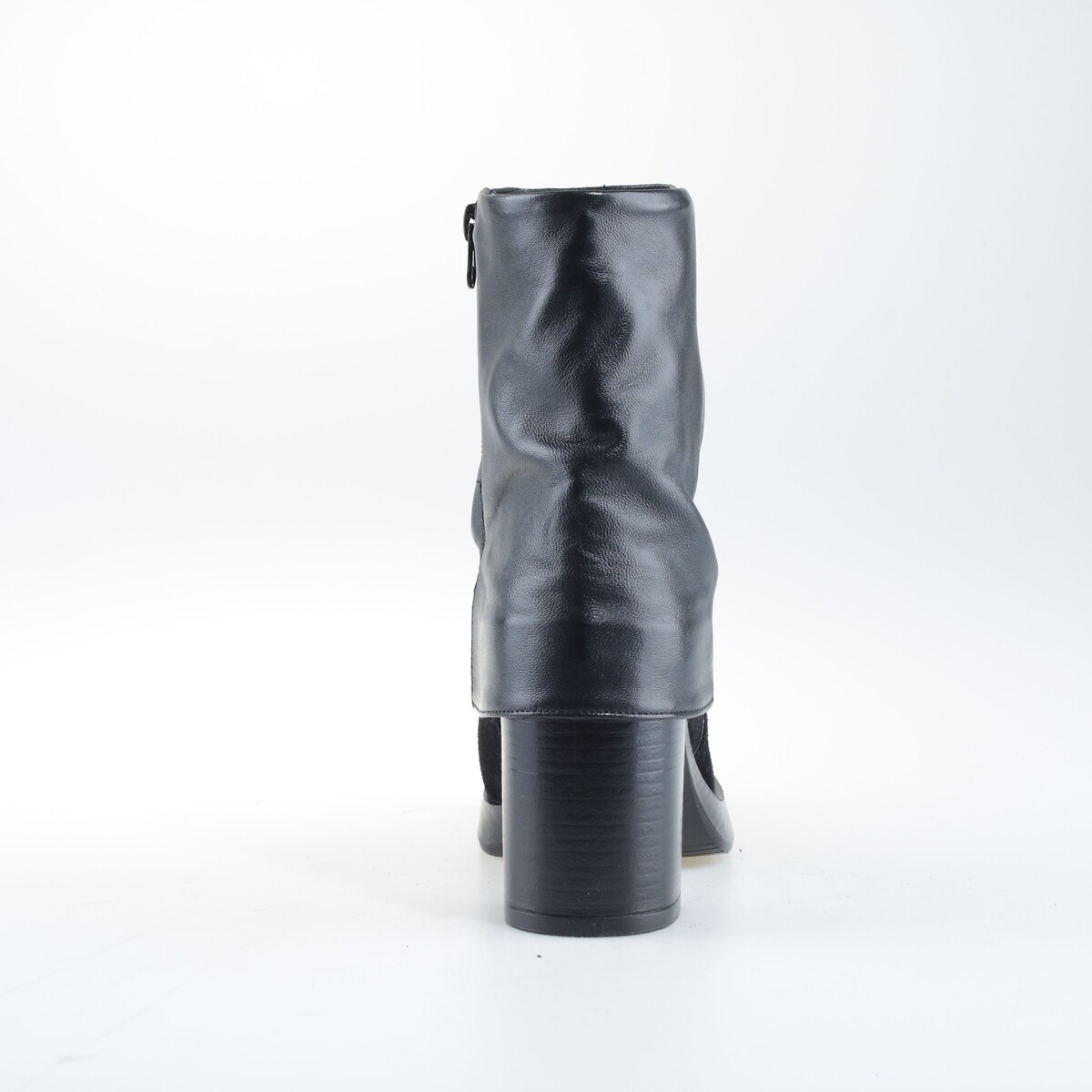 Bottines en cuir bi-matière, avec guêtre noir, MJUS