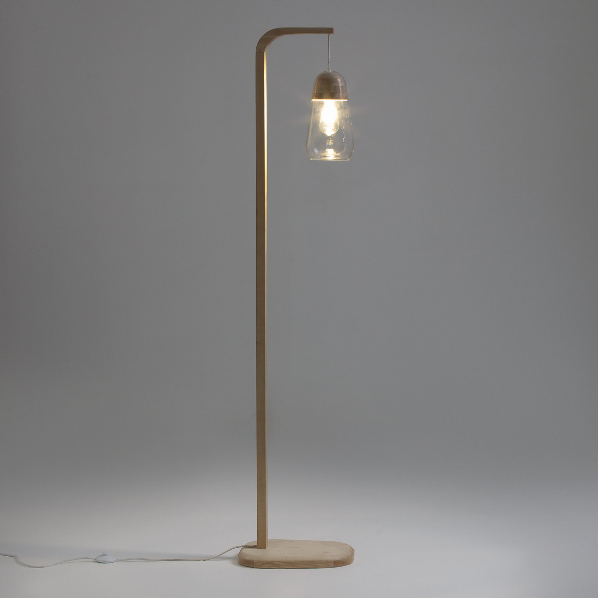 Lampadaire verre et bois Nasoa naturel, LA REDOUTE INTERIEURS