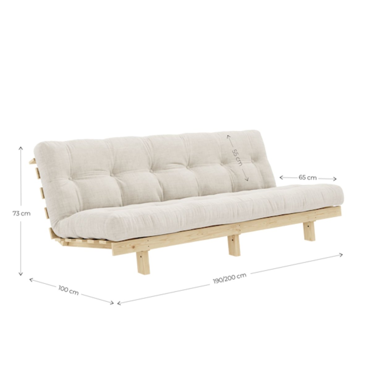 Banquette ajustable LEAN avec matelas futon kaki, KARUP DESIGN