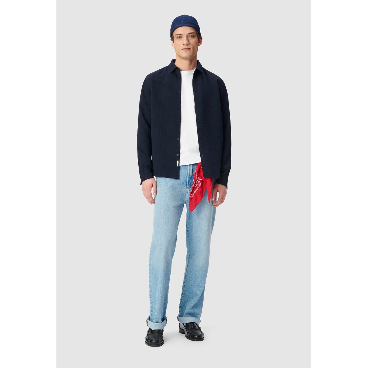 Chemise slim seersucker DRY FAST bleu marine, IKKS