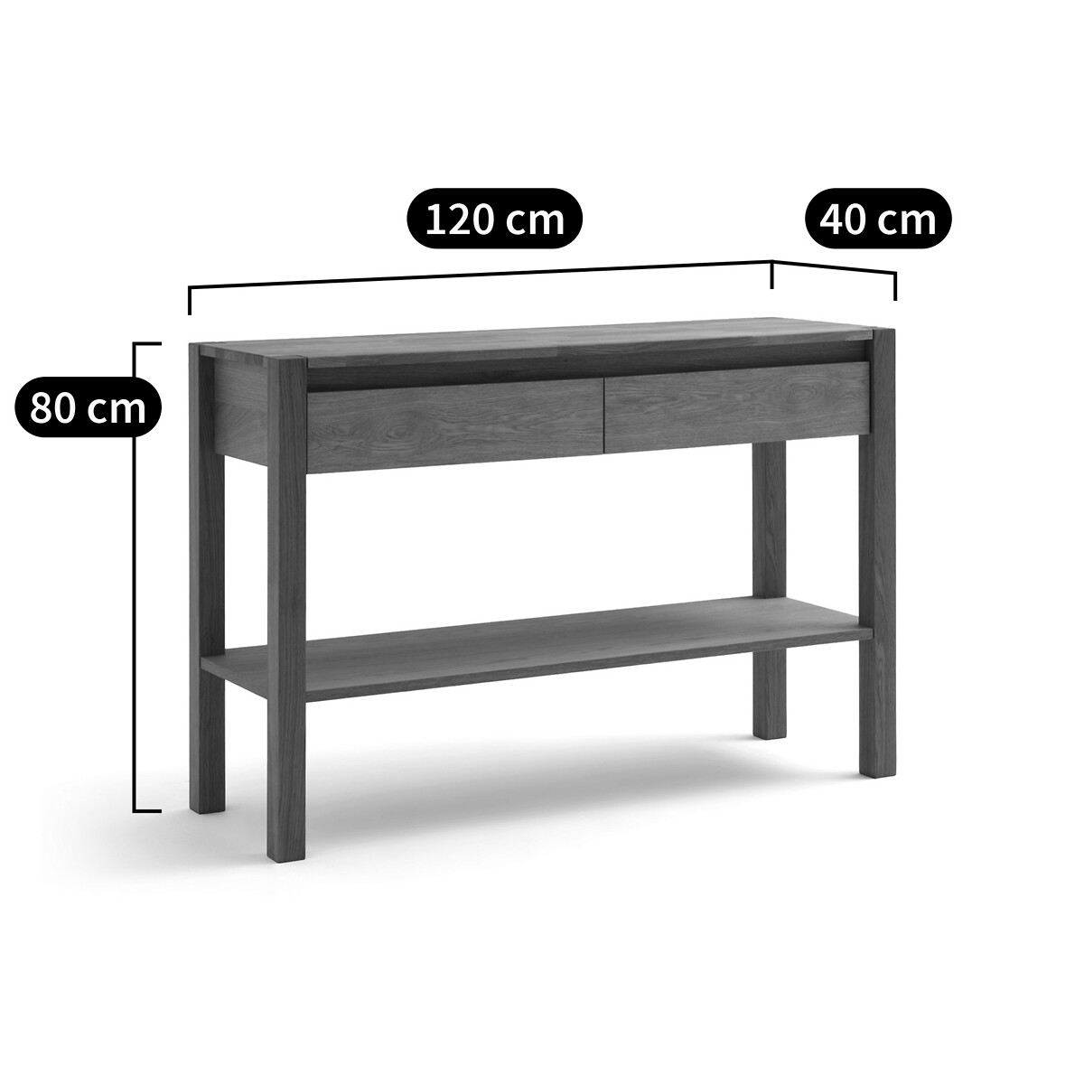 Console chêne abouté et plaqué, 2 tiroirs, Adelita chêne, LA REDOUTE INTERIEURS