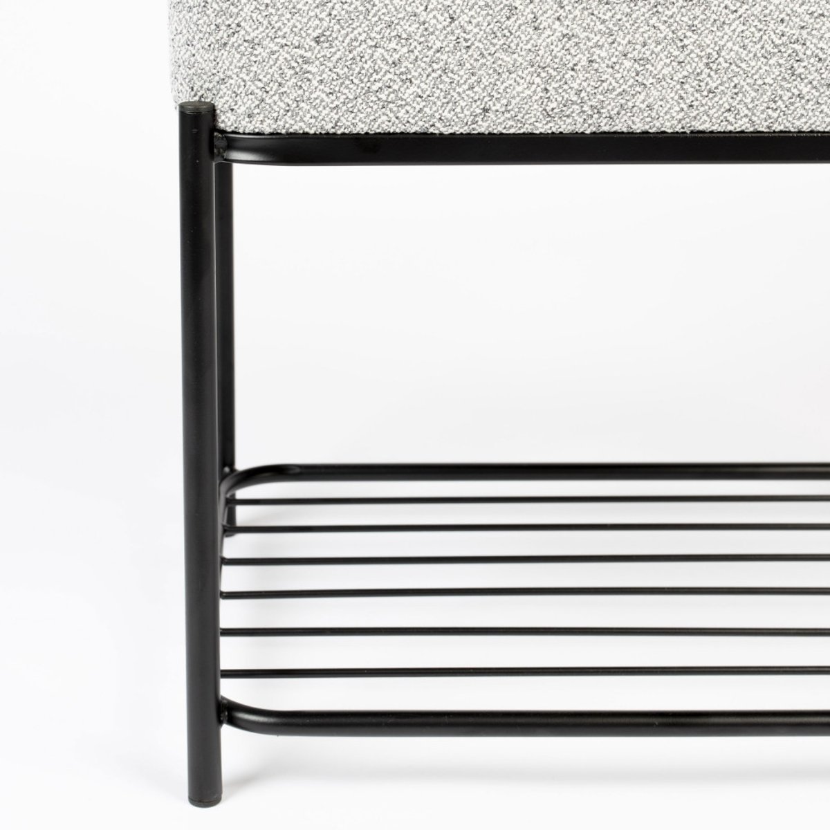 Tabouret rectangulaire en tissu et métal- MILOU gris chiné, DRAWER