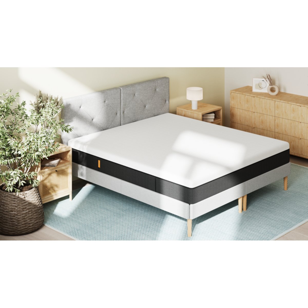 Pack Matelas Original Lite + Oreiller Original Confort + Couette blanc/gris, EMMA