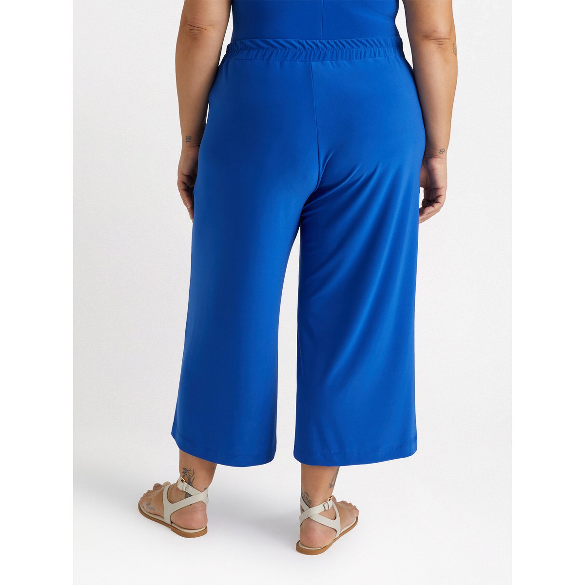 Pantalón ancho cropped de punto bleuet, FIORELLA RUBINO