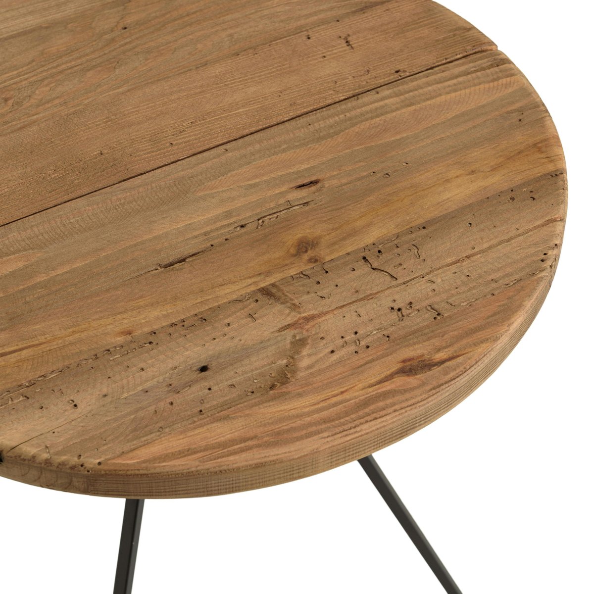 Bout de canapé rond pin recyclé CRACOVIE bois naturel, PIER IMPORT