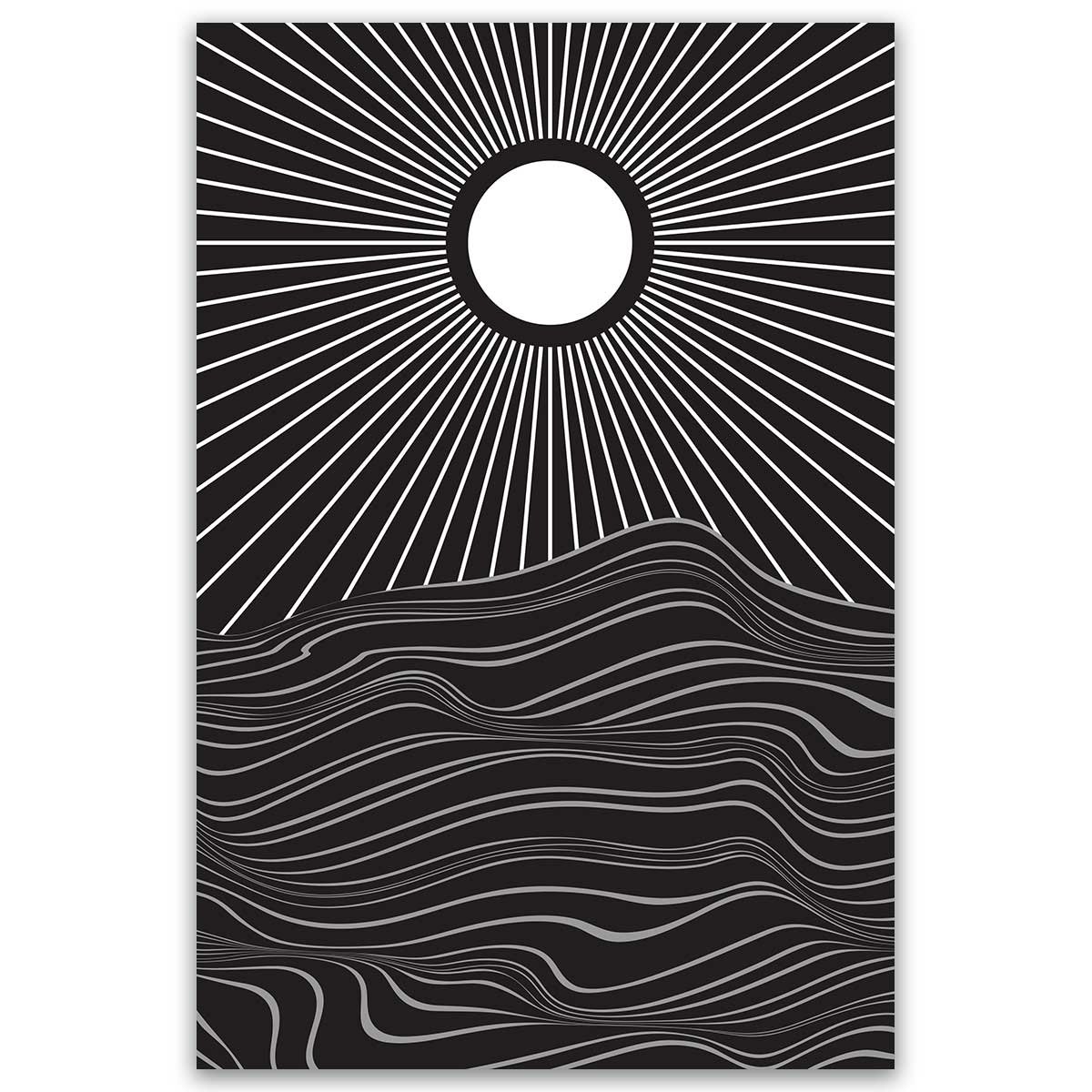 Tableau soleil abstrait noir et blanc toile imprimée, HEXOA