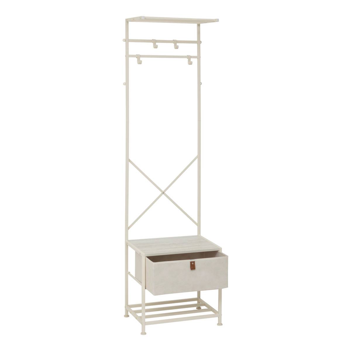 Dressing 4 patères avec 1 tiroir en acier et MDF TISSA beige, 5FIVE SIMPLY SMART