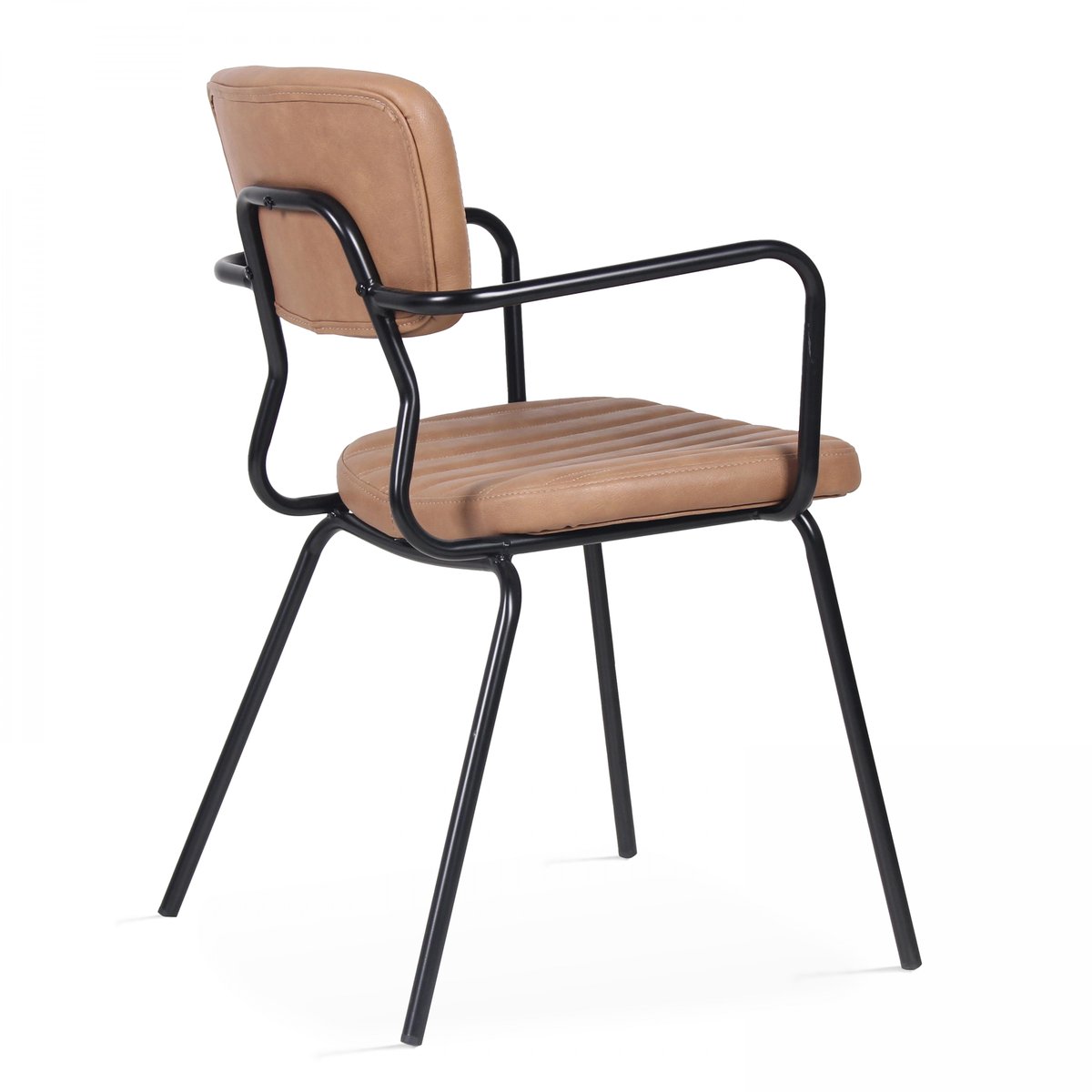 Lot de 2 chaises avec accoudoirs en textile enduit, YORK marron clair, OVIALA