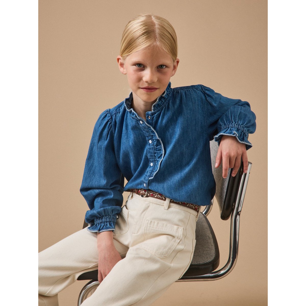 Chemise en denim denim bleu, CYRILLUS
