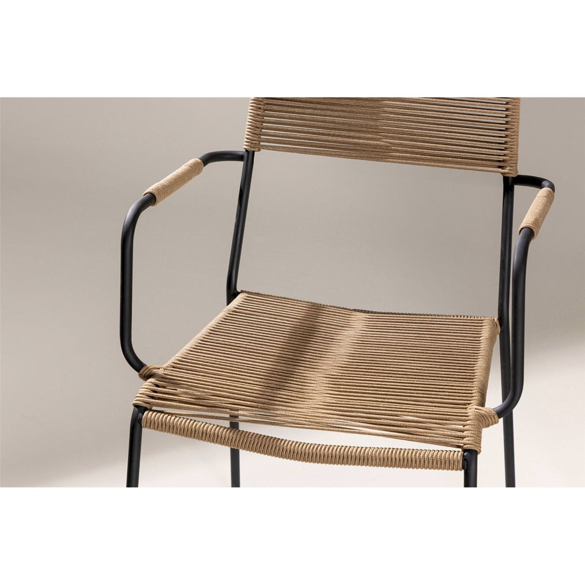 Chaise de jardin empilable SUBTLEY tressée beige et noir, RECOLLECTION