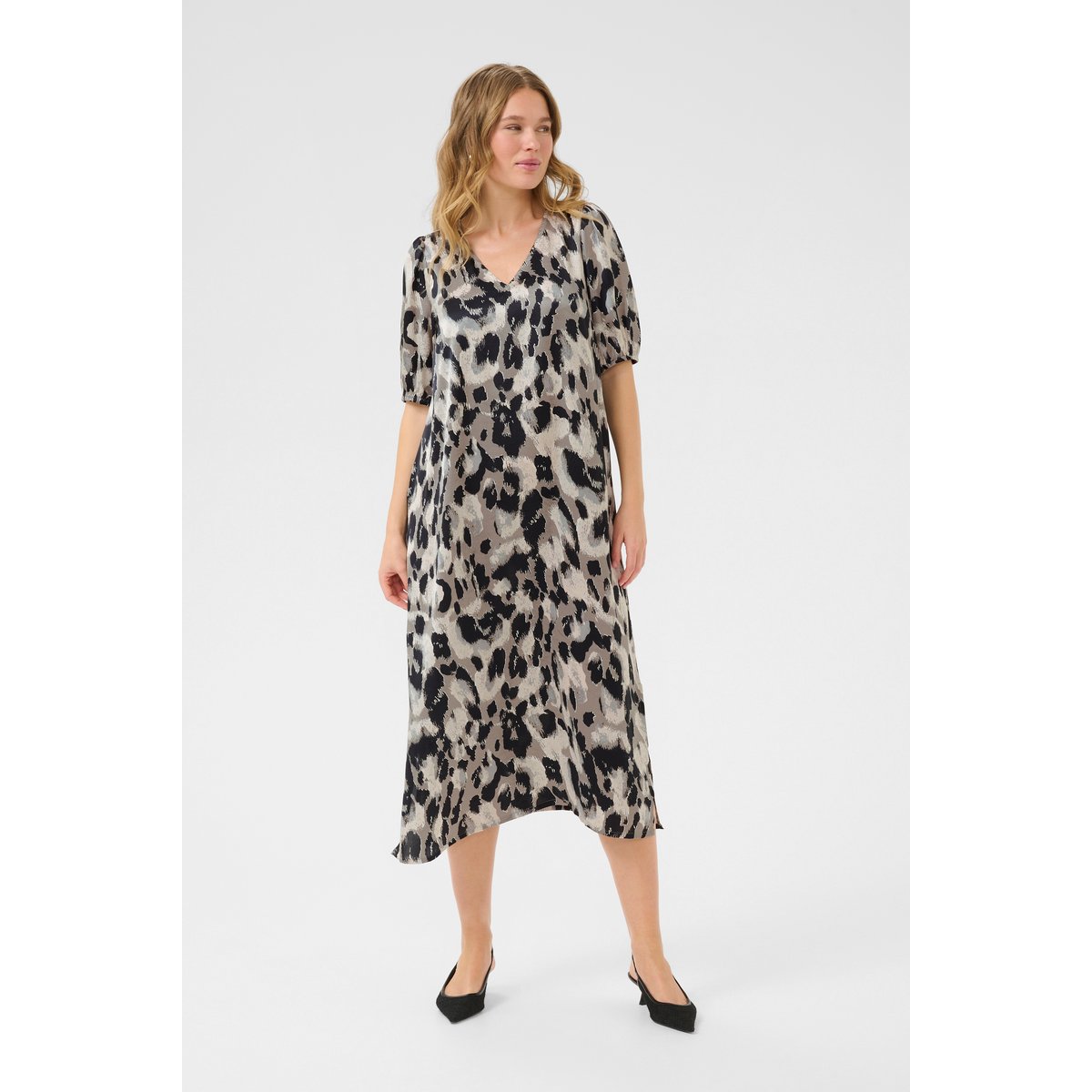 Dress gris grey leopard print, KAFFE