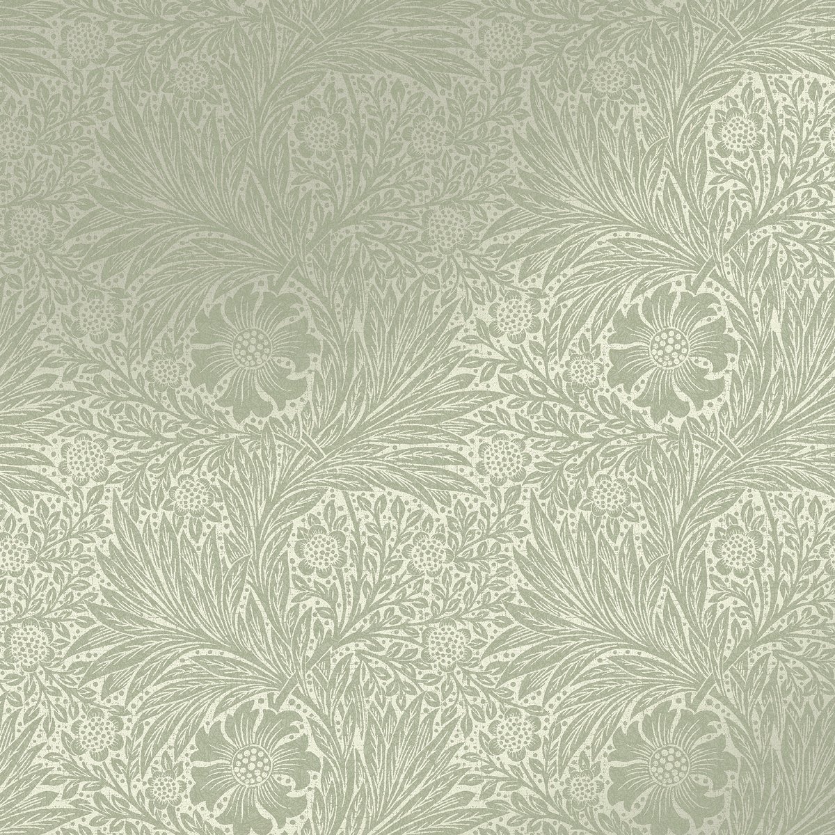Papier peint Fleurs de souci un matin de printemps vert sauge, vert métallisé, WILLIAM MORRIS AT HOME