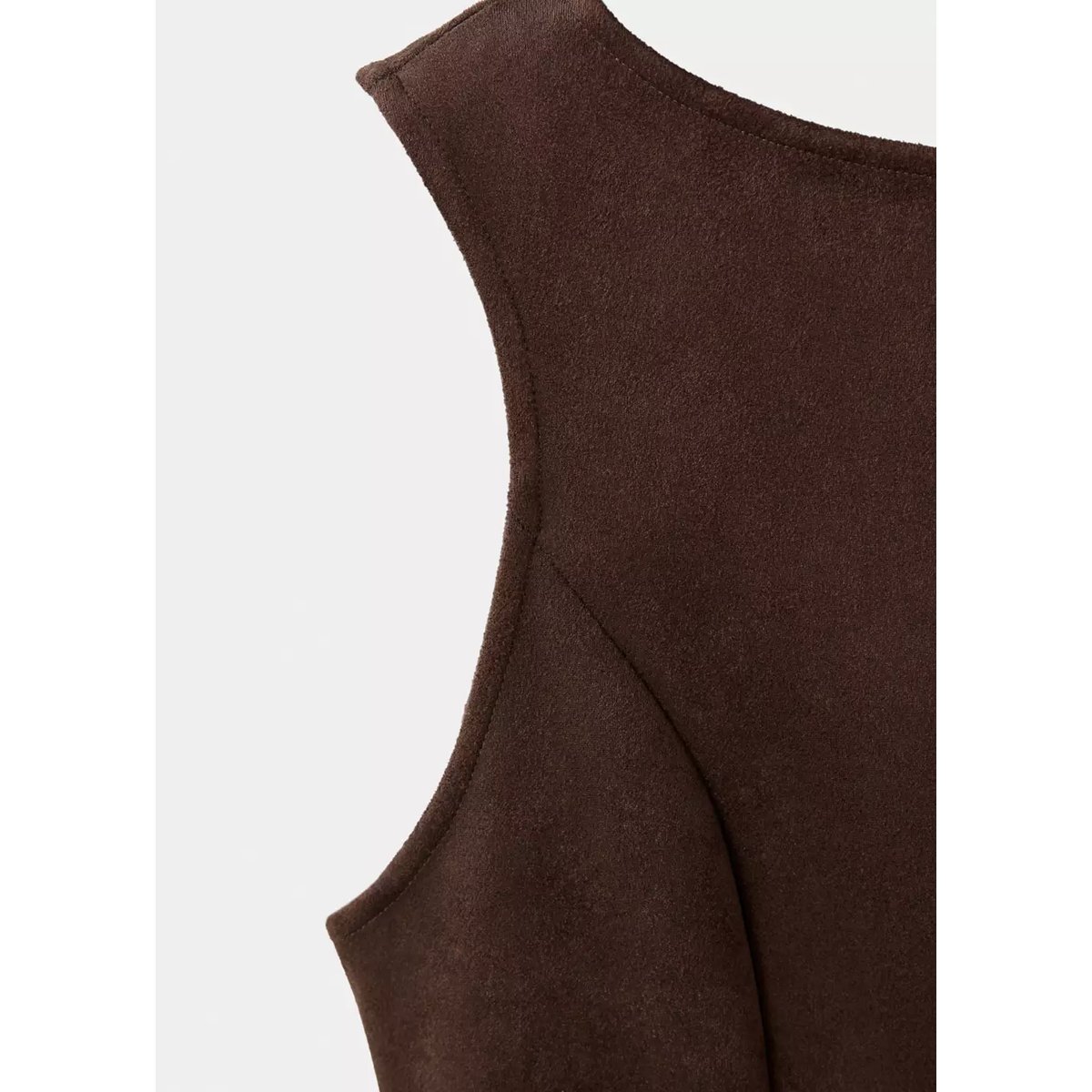 Top en daim avec ceinture intégrée marron, MANGO
