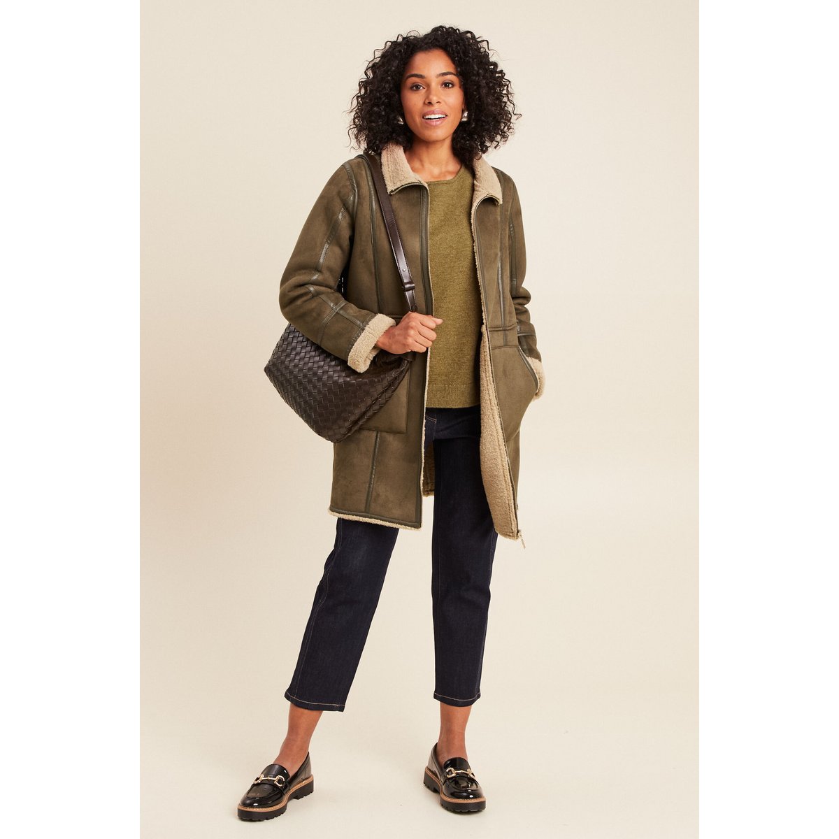 Manteau cintré mi-long vert kaki, BREAL