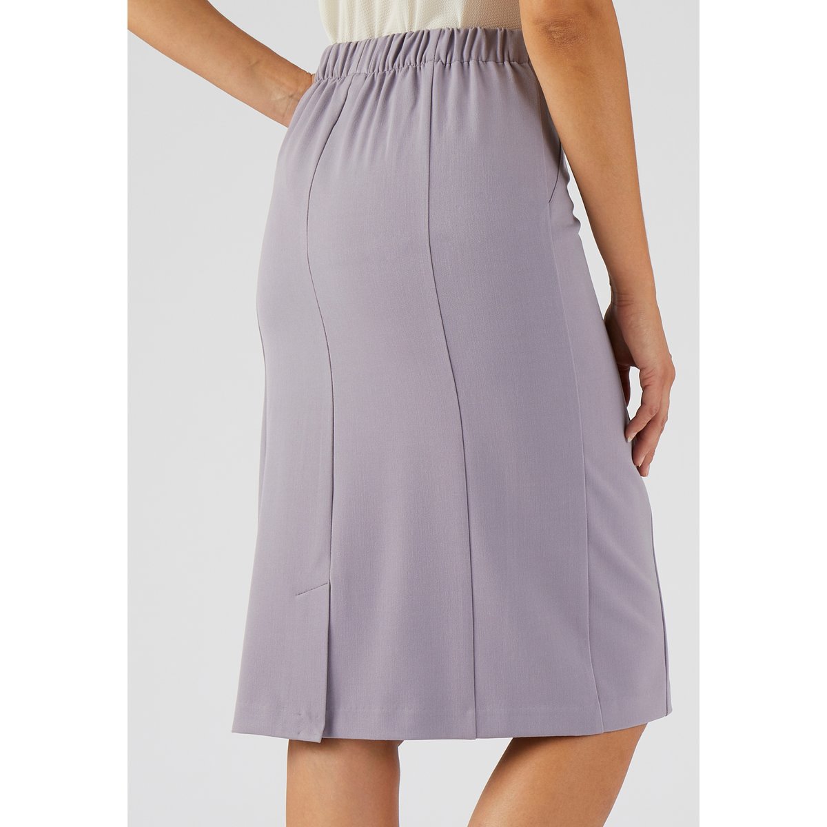 Jupe droite stretch marron taupe, DAMART
