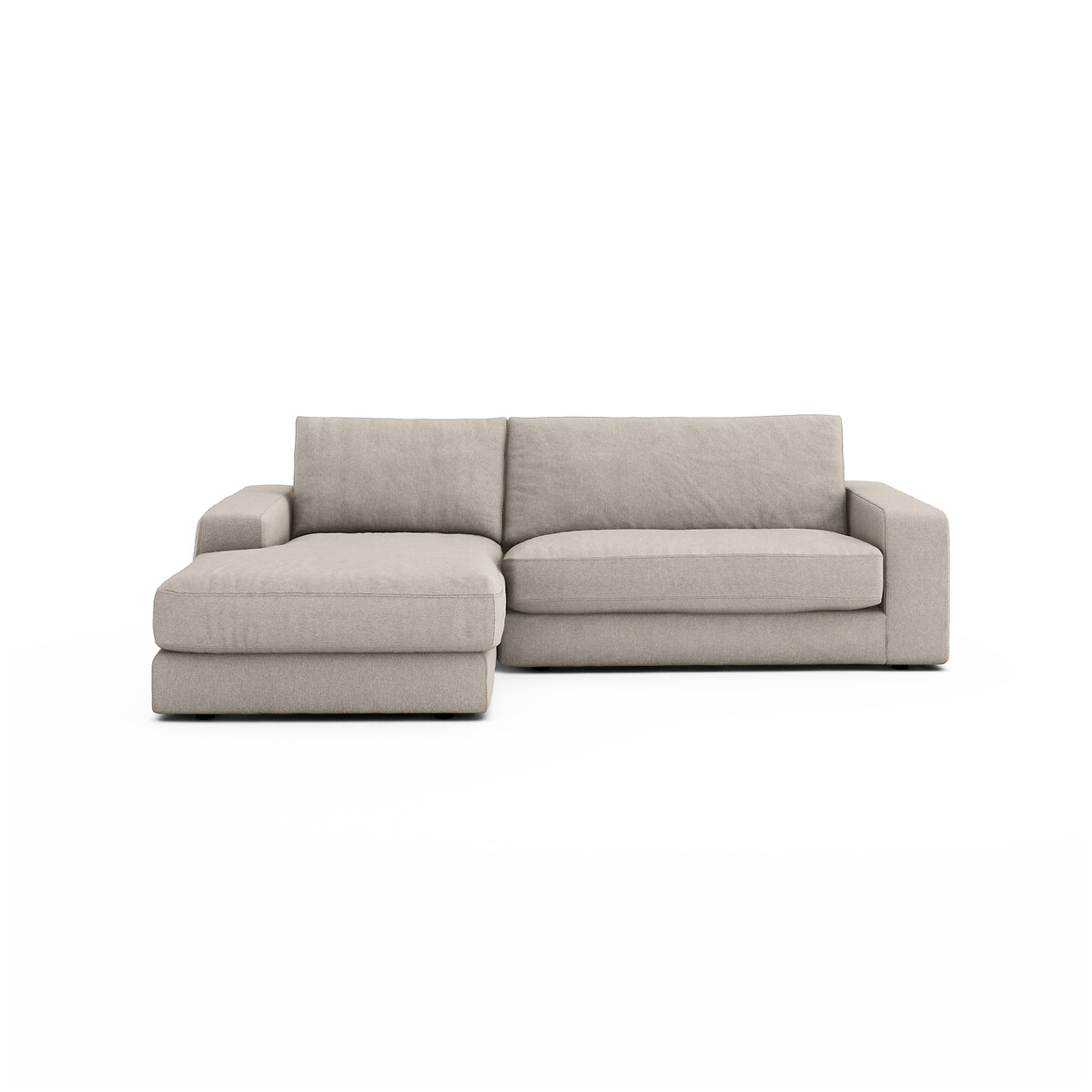 Canapé d'angle texturé en viscose et lin, Skander naturel, AM.PM