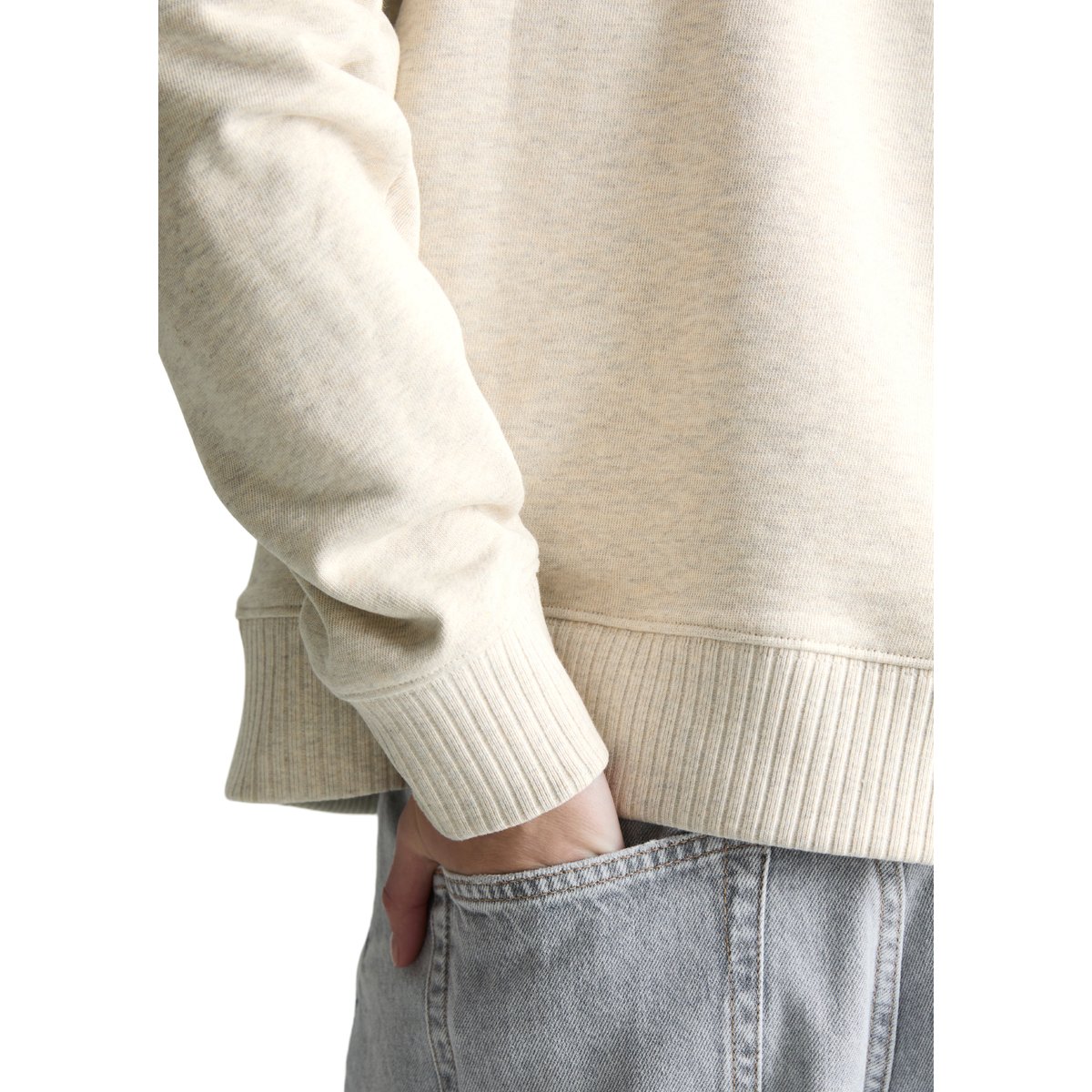 Sweat-shirt DfC relaxed avec poignets en tricot côtelé blanc naturel, MARC O’POLO DENIM