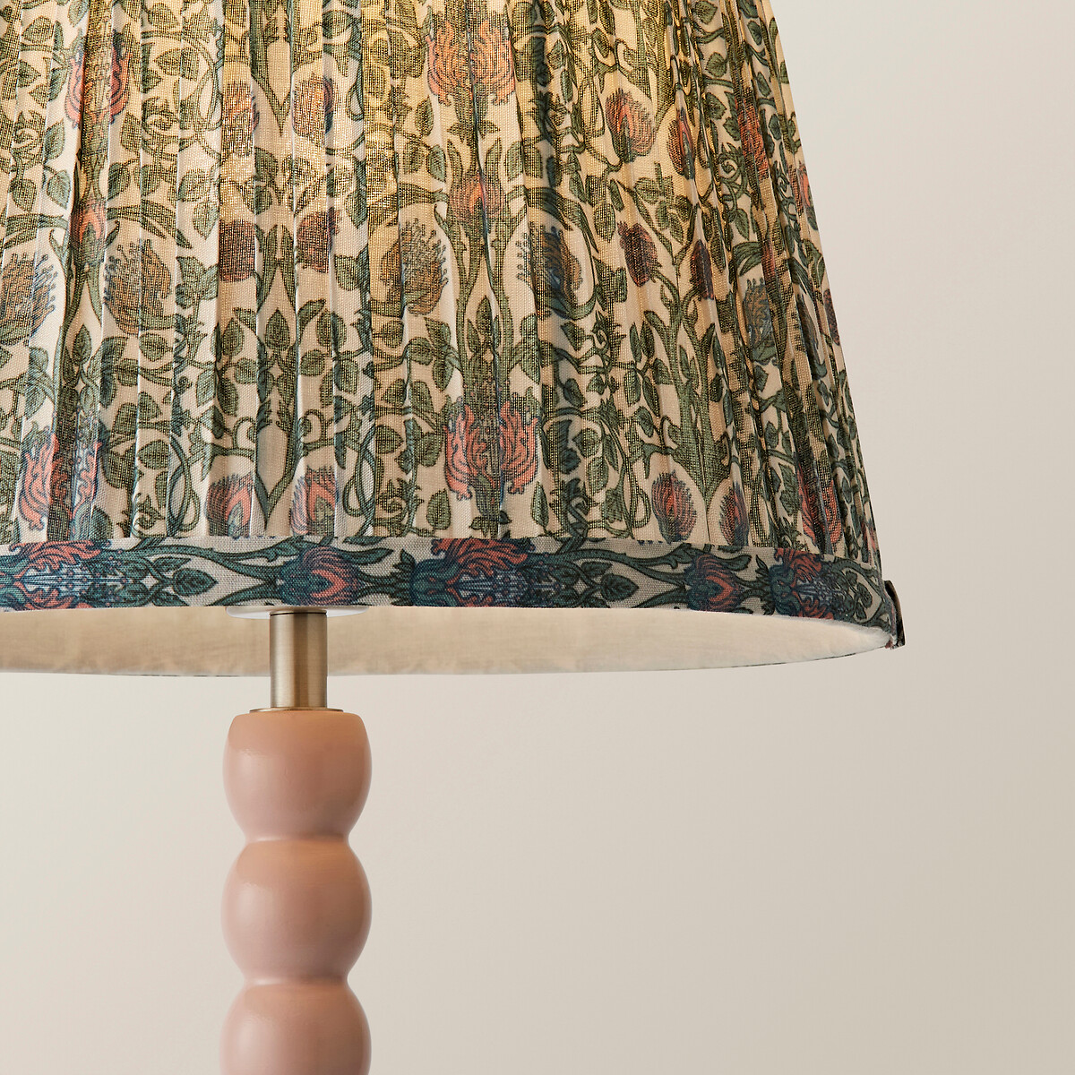 Bobbie Painted Bobbin Table Lamp with Floral Pleated Shade pink, SO'HOME