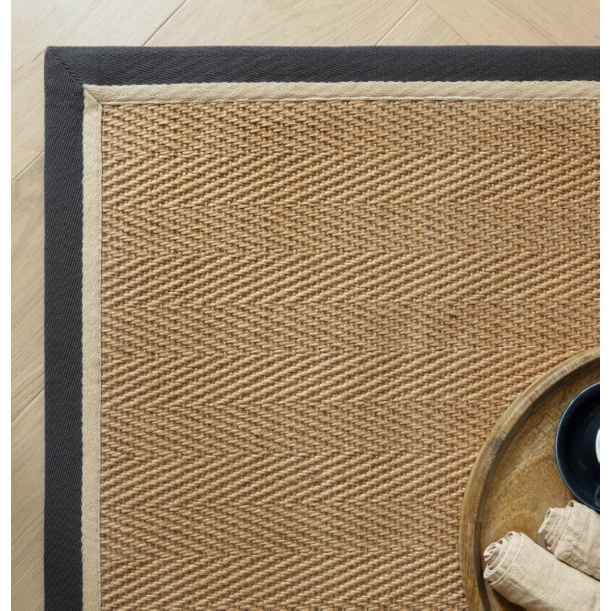 Tapis chambre et salon en jute moderne DORO gris, NOVATREND