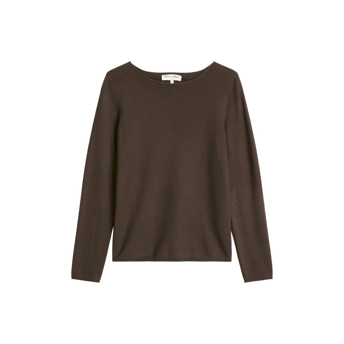 Pull-over en maille fine regular en doux mélange de laine vierge brun foncé, MARC O'POLO