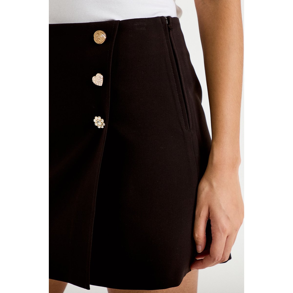 Jupe-short évasée taille haute noir, CACHE CACHE