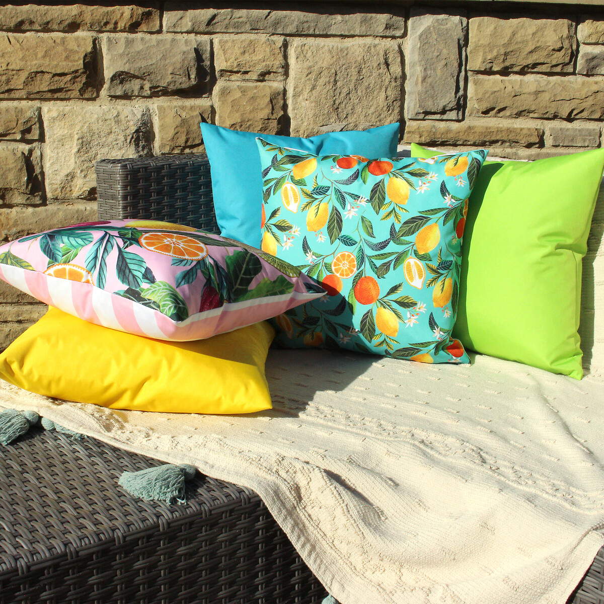 Orange Blossom Outdoor Filled Cushion 43x43cm multi-coloured, SO'HOME
