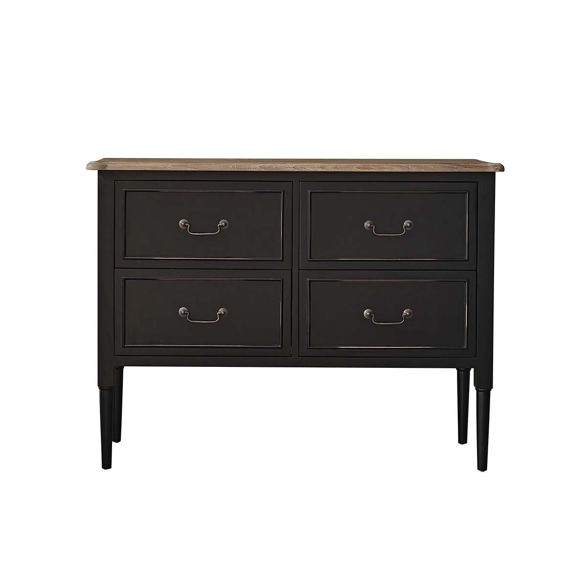 Commode en bois massif 120 cm 4 tiroirs  BASTIDE noir, BERAH GETAH