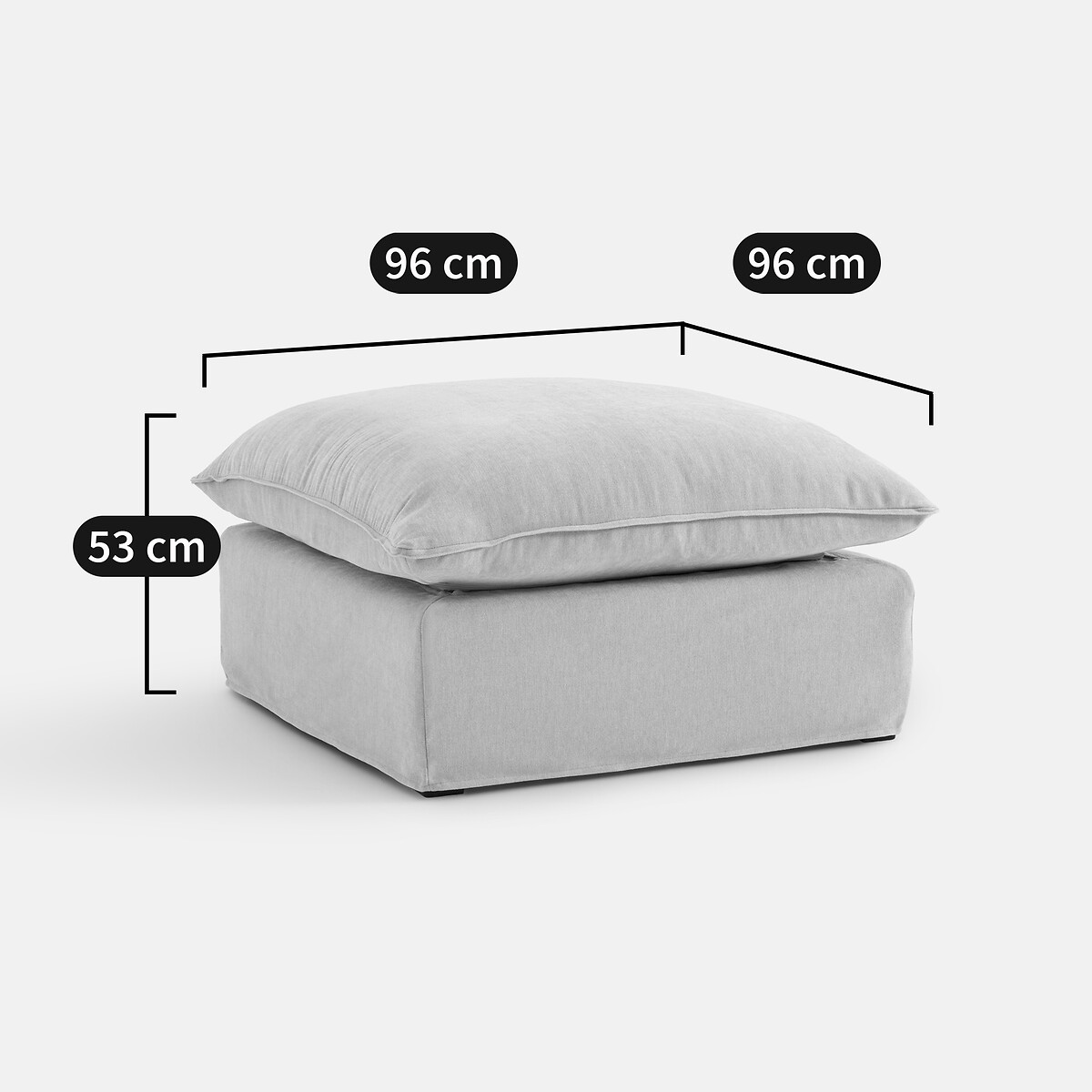 Pouf, déhoussable, en polyester chiné, ODNA beige, LA REDOUTE INTERIEURS