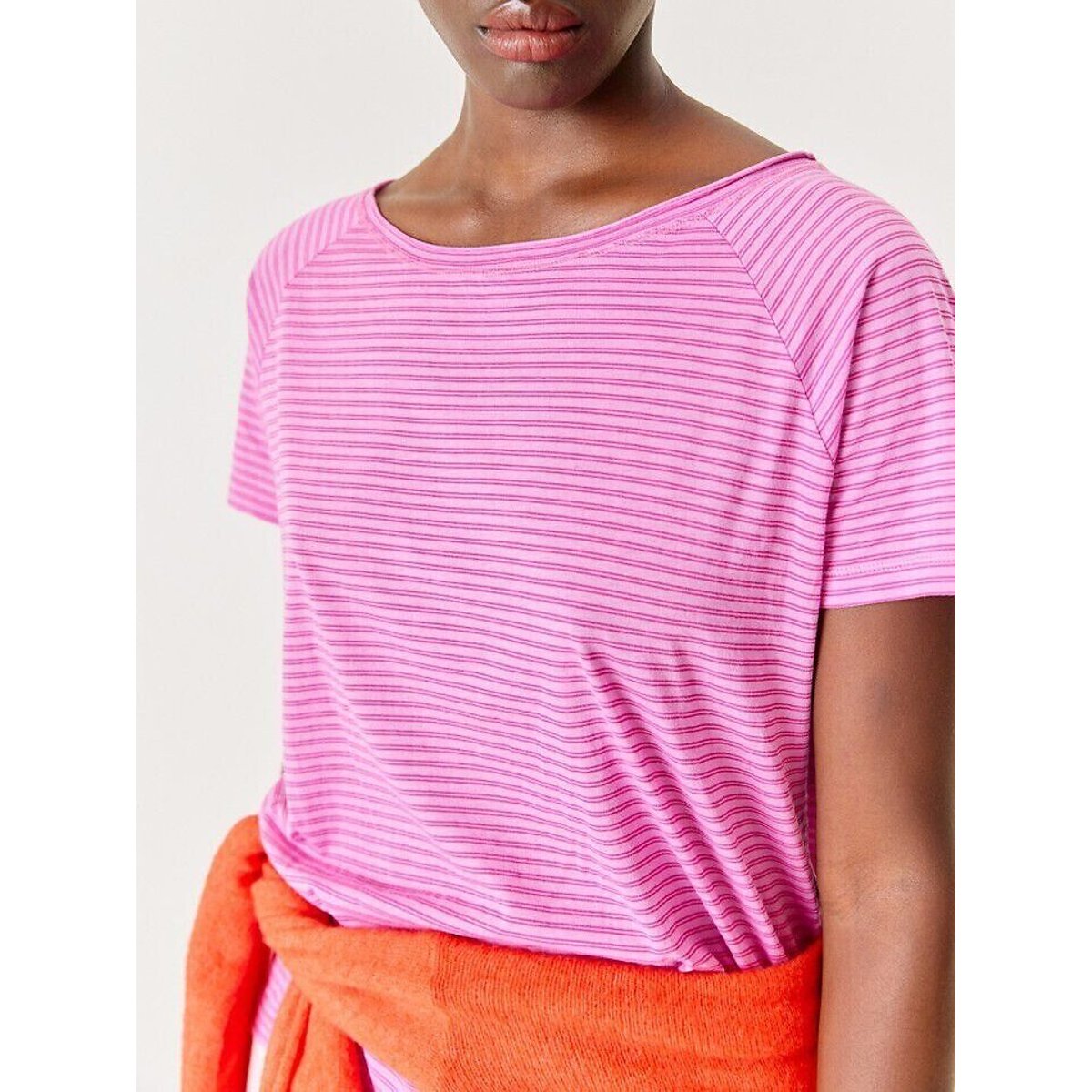 Laloom Striped Short Sleeve T-Shirt fuchsia, AMERICAN VINTAGE