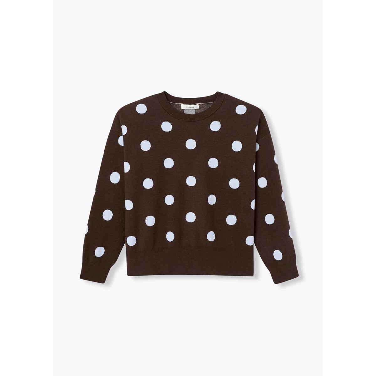 Pull à pois en maille compacte marron foncé, PROMOD