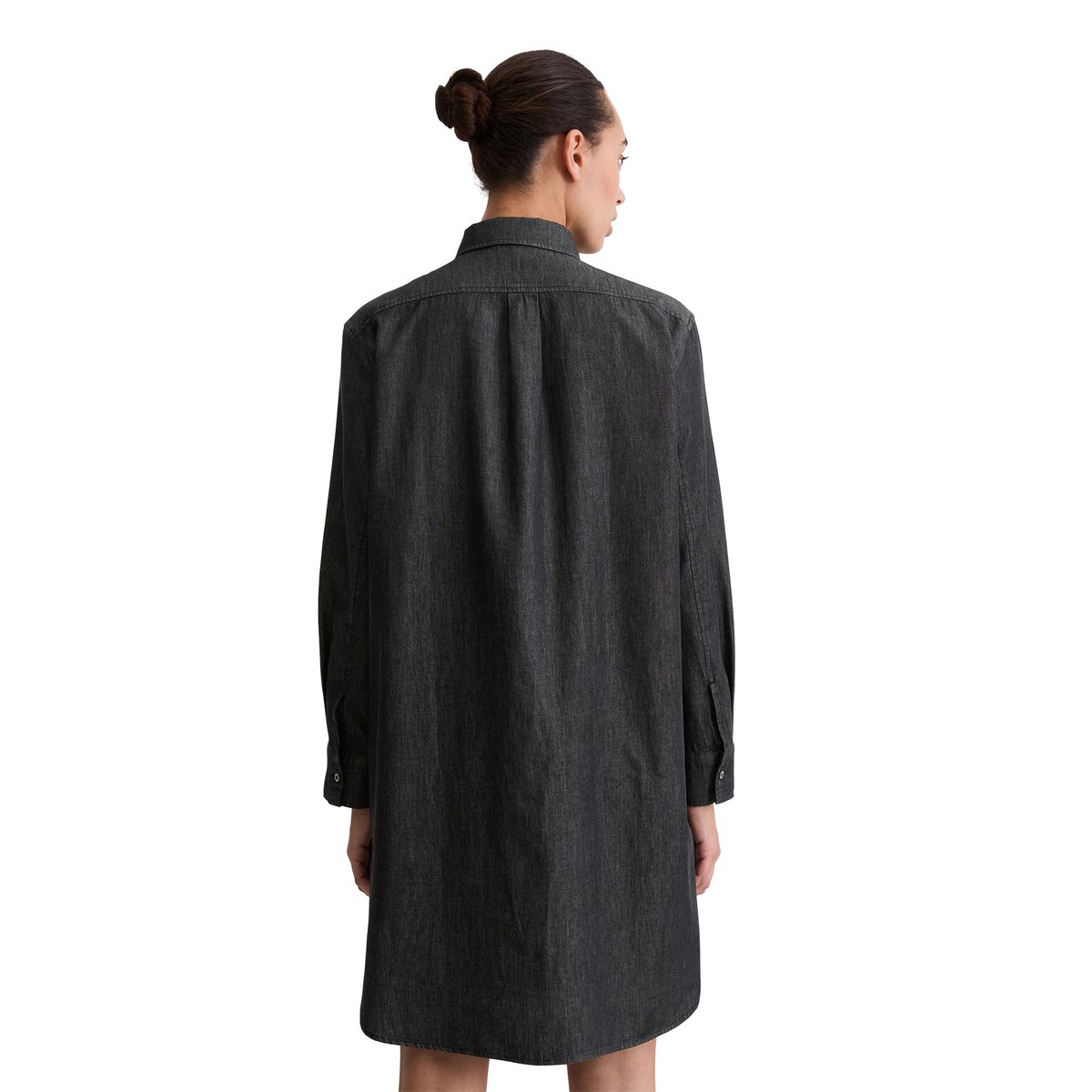 Robe chemisier regular en coton chambray bleu foncé, MARC O'POLO