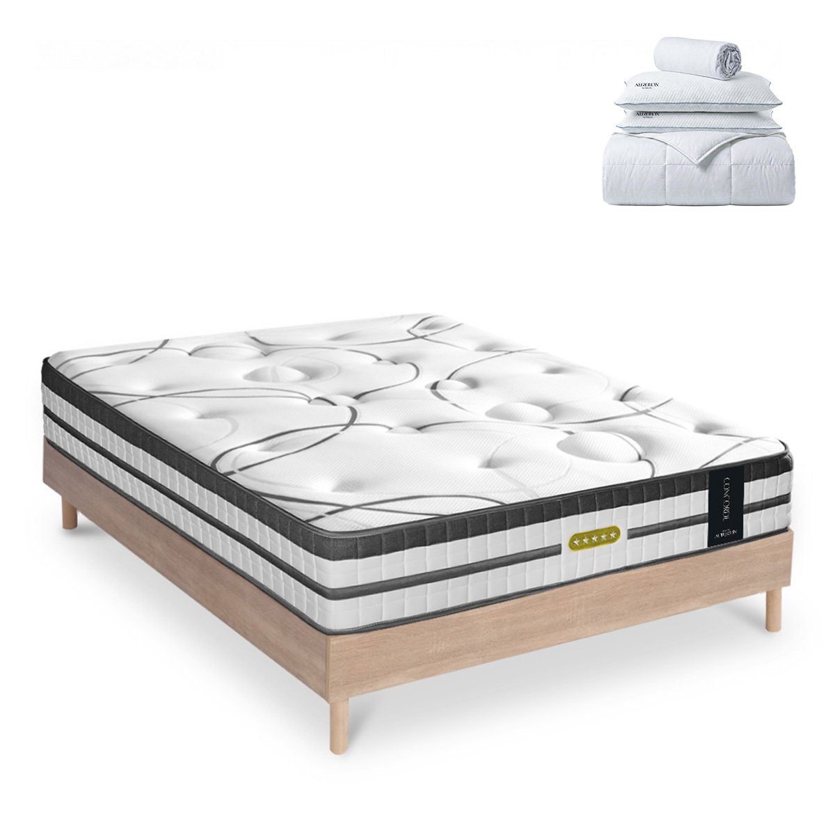 Prêt-à-dormir CONCORDE avec Sommier SÉLÉNA et Accessoires blanc, MAISON AUBERTIN