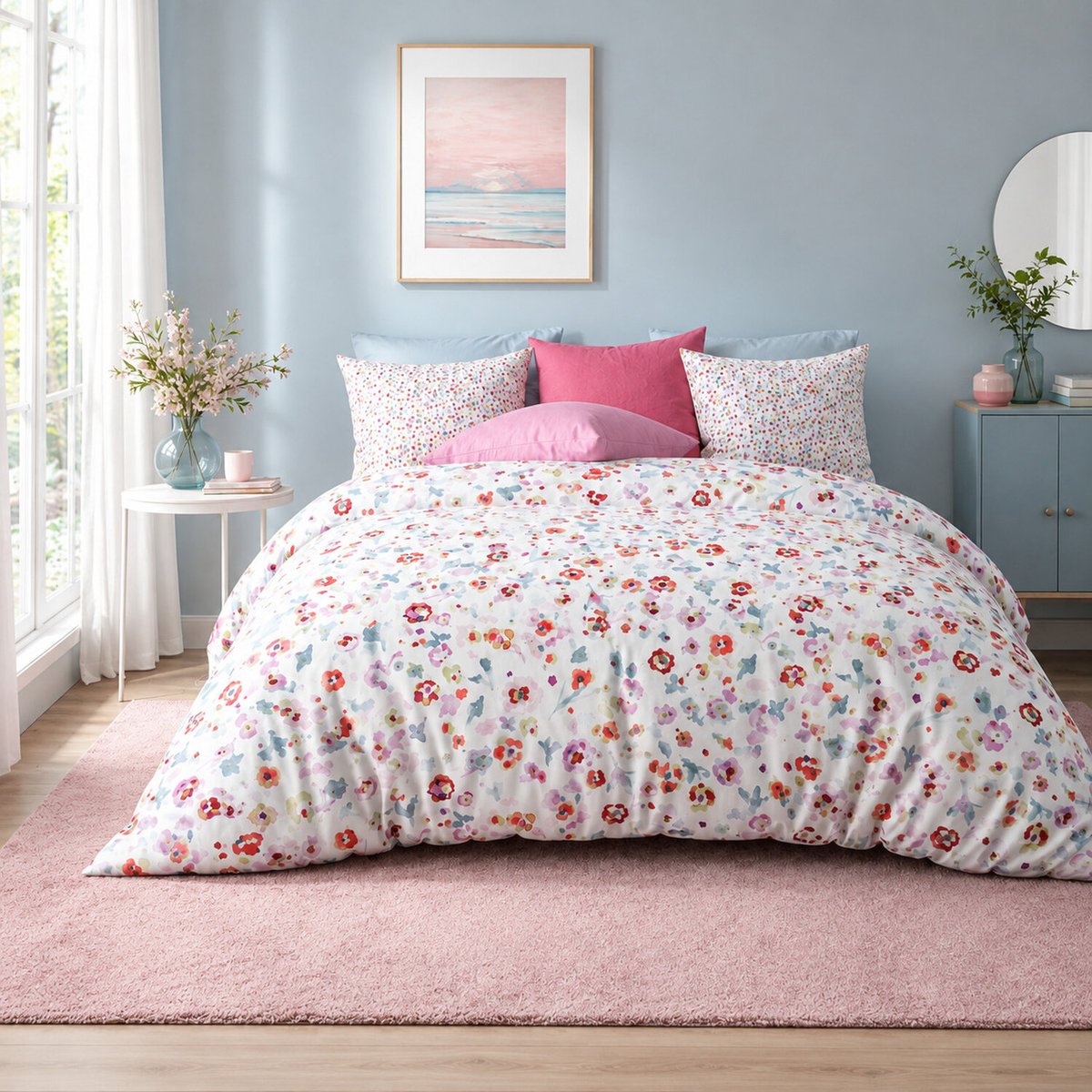 Parure housse de couette en microfibre, LIBERTY rose, C DESIGN HOME TEXTILE