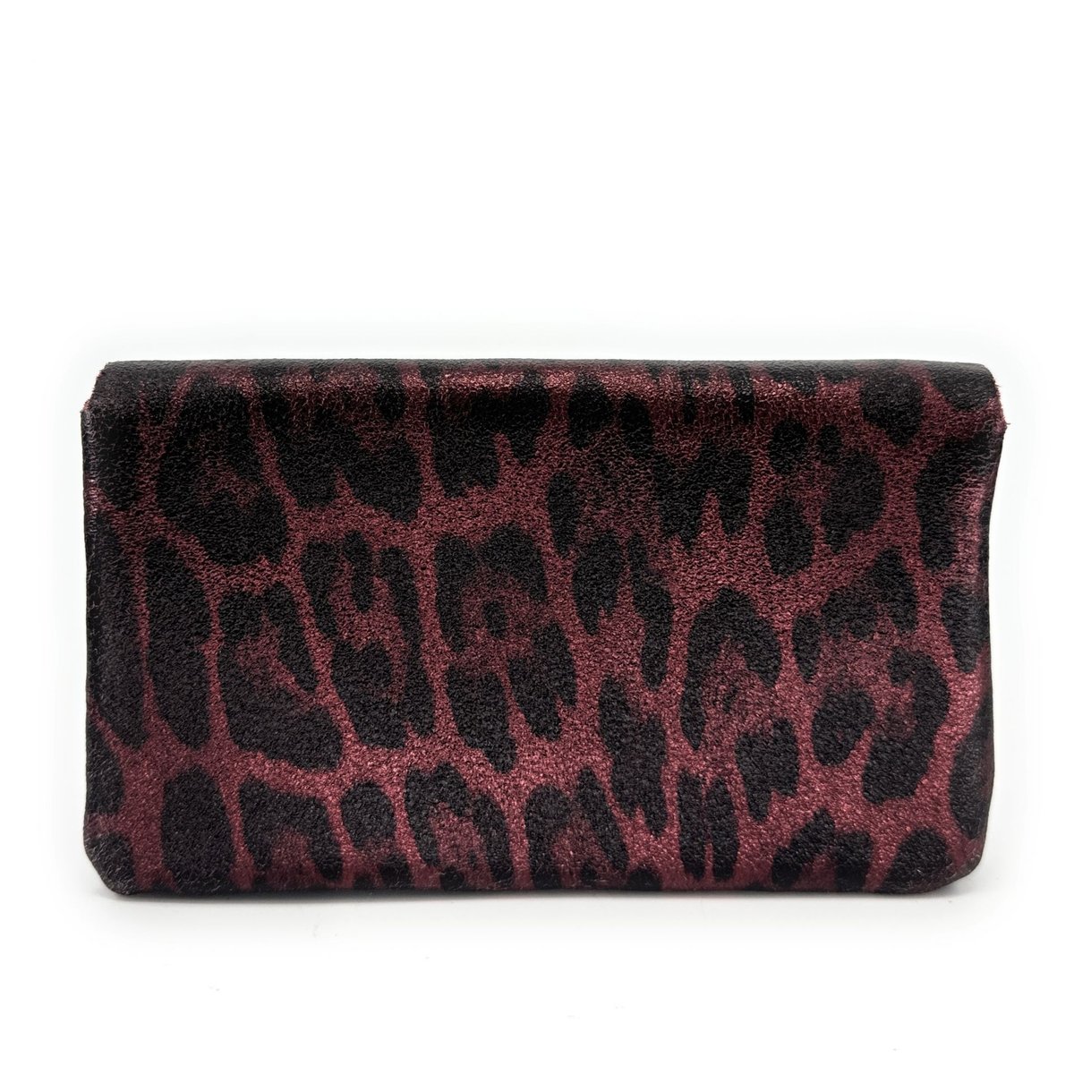 Pochette porte-monnaie en cuir irisé italien COMPO JUNGLE léopard bordeaux irisé, OH MY BAG