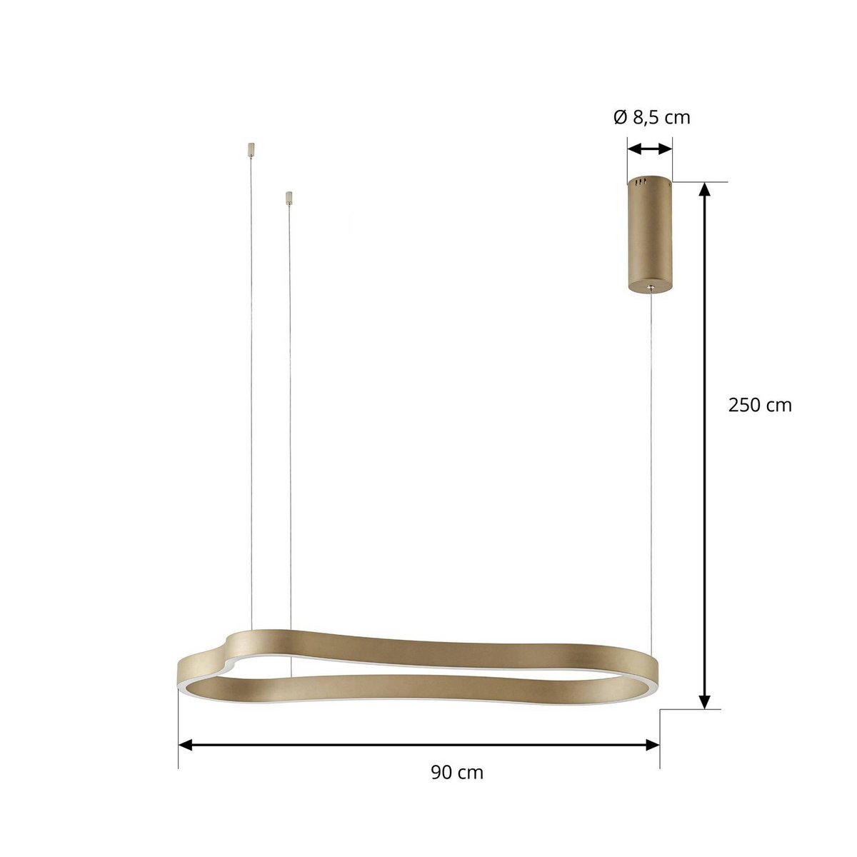 Suspension en métal moderneLED, Vikali doré, blanc, LUCANDE