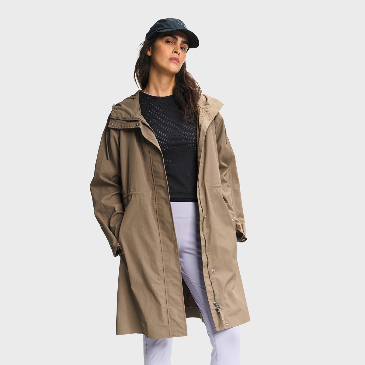 Parka mi-longue à taille ajustable MTD marron clair, AIGLE