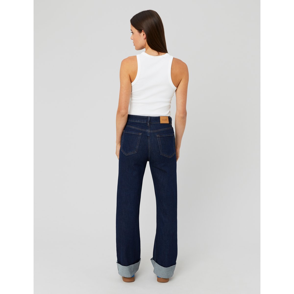 Jean straight revers bleu moyen, BZB