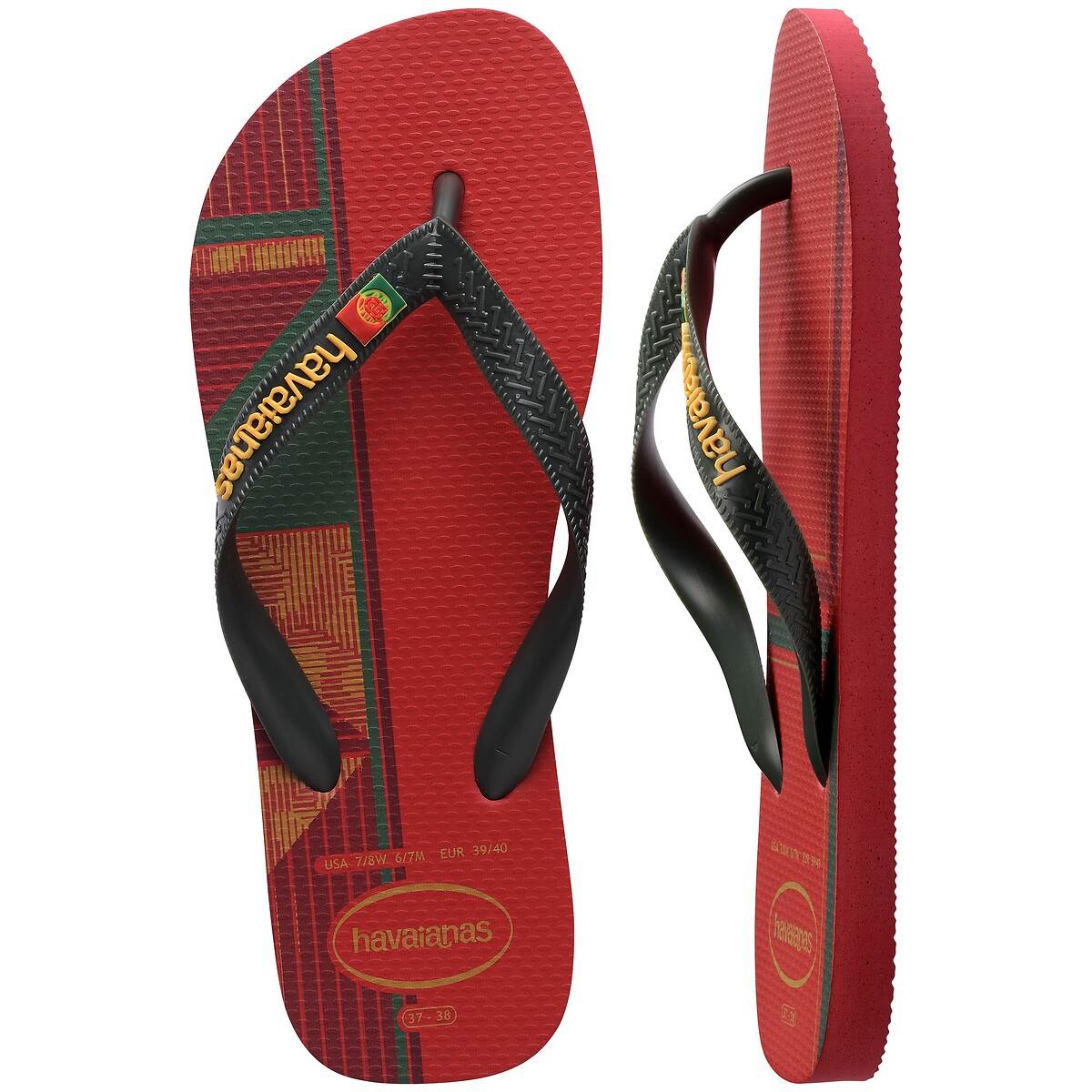 Chinelos Hav. Nações Portugal vermelho/verde, HAVAIANAS
