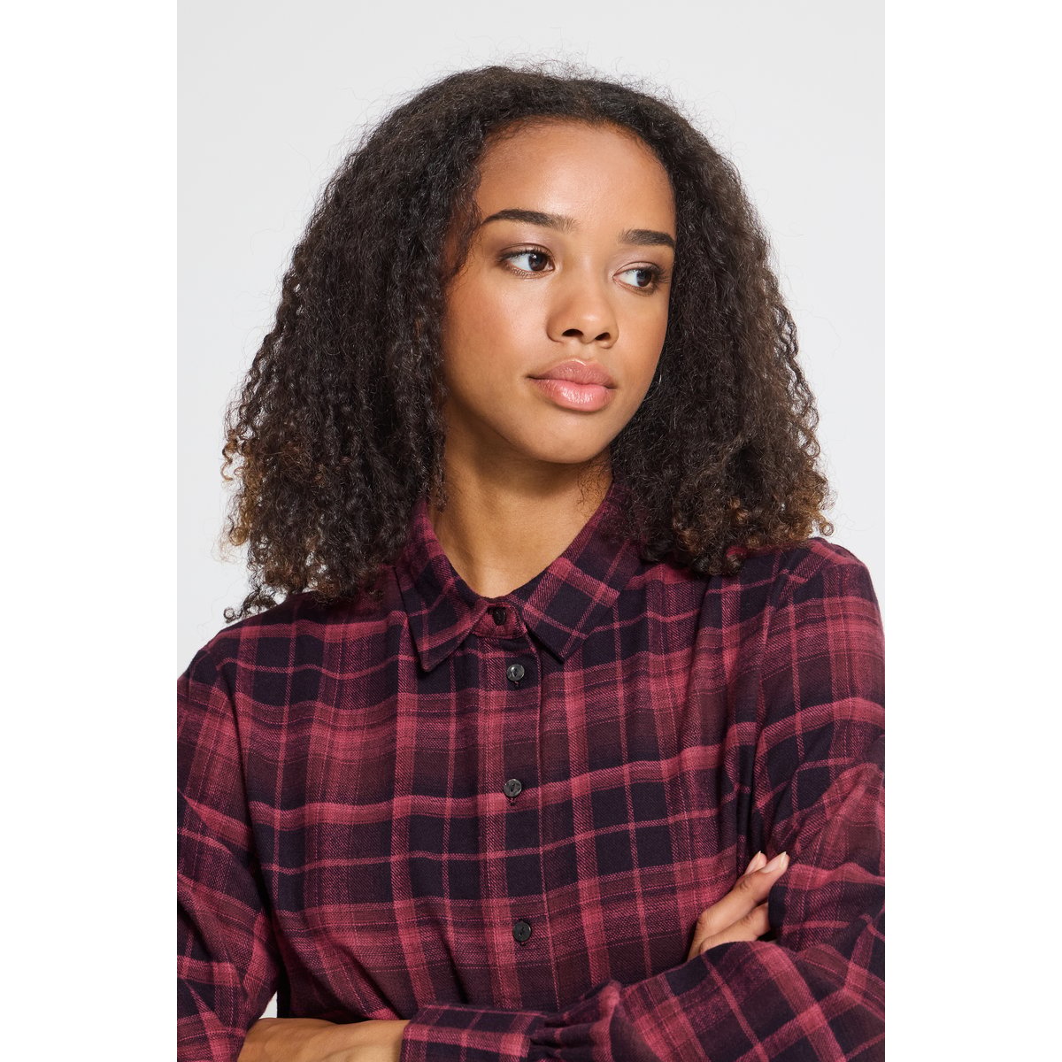 Chemise à manches longues rose fruit dove check, ICHI